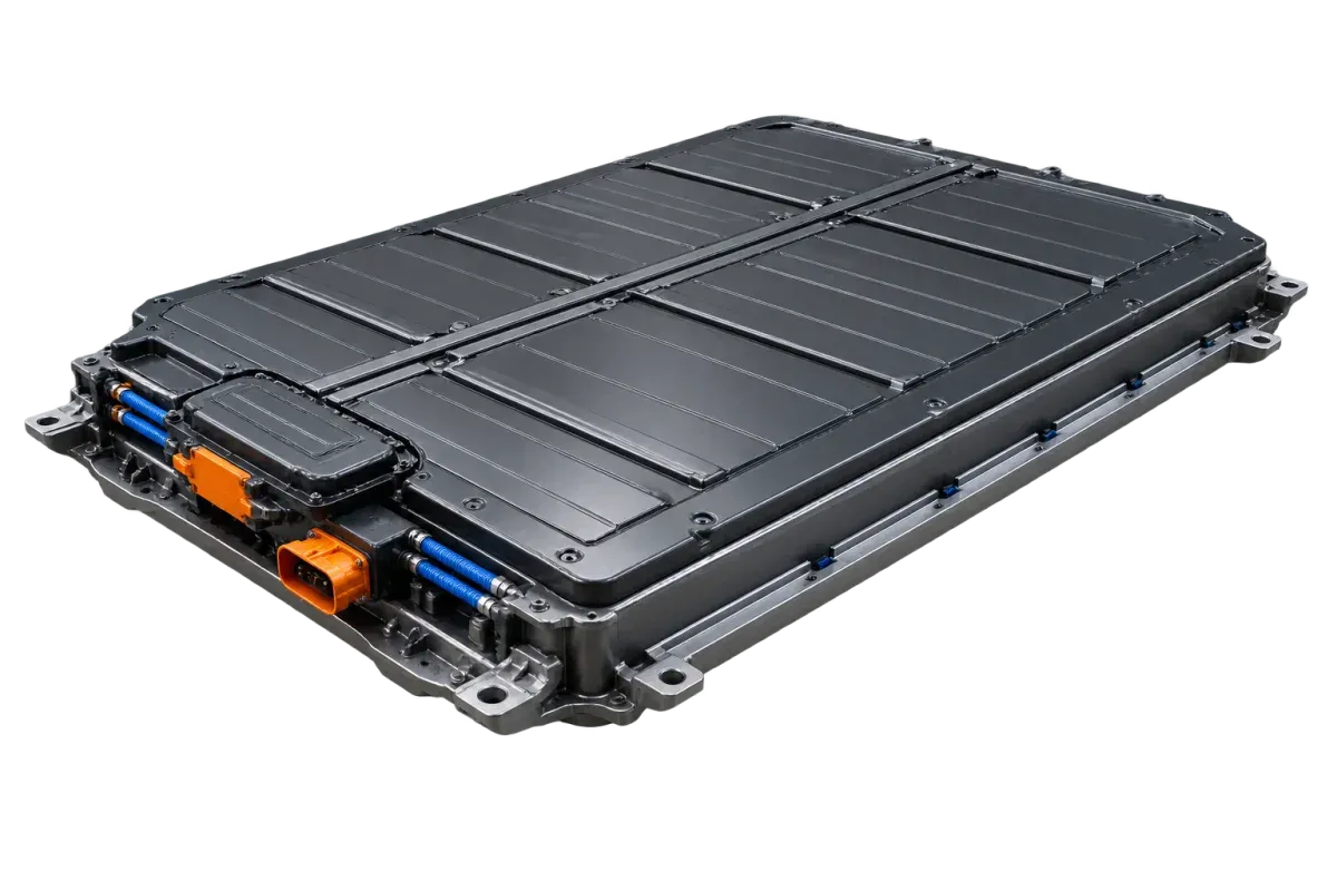 Freigestellte technische Ansicht einer Elektrofahrzeugbatterie